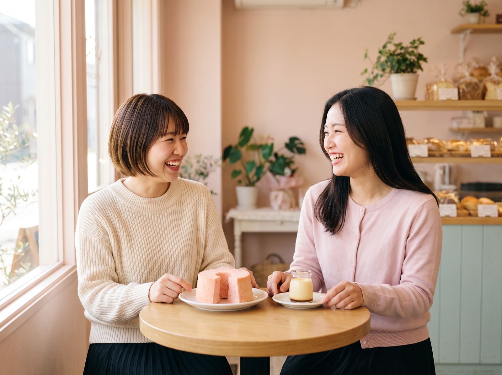 友人同士でnannaのお菓子を楽しむ様子