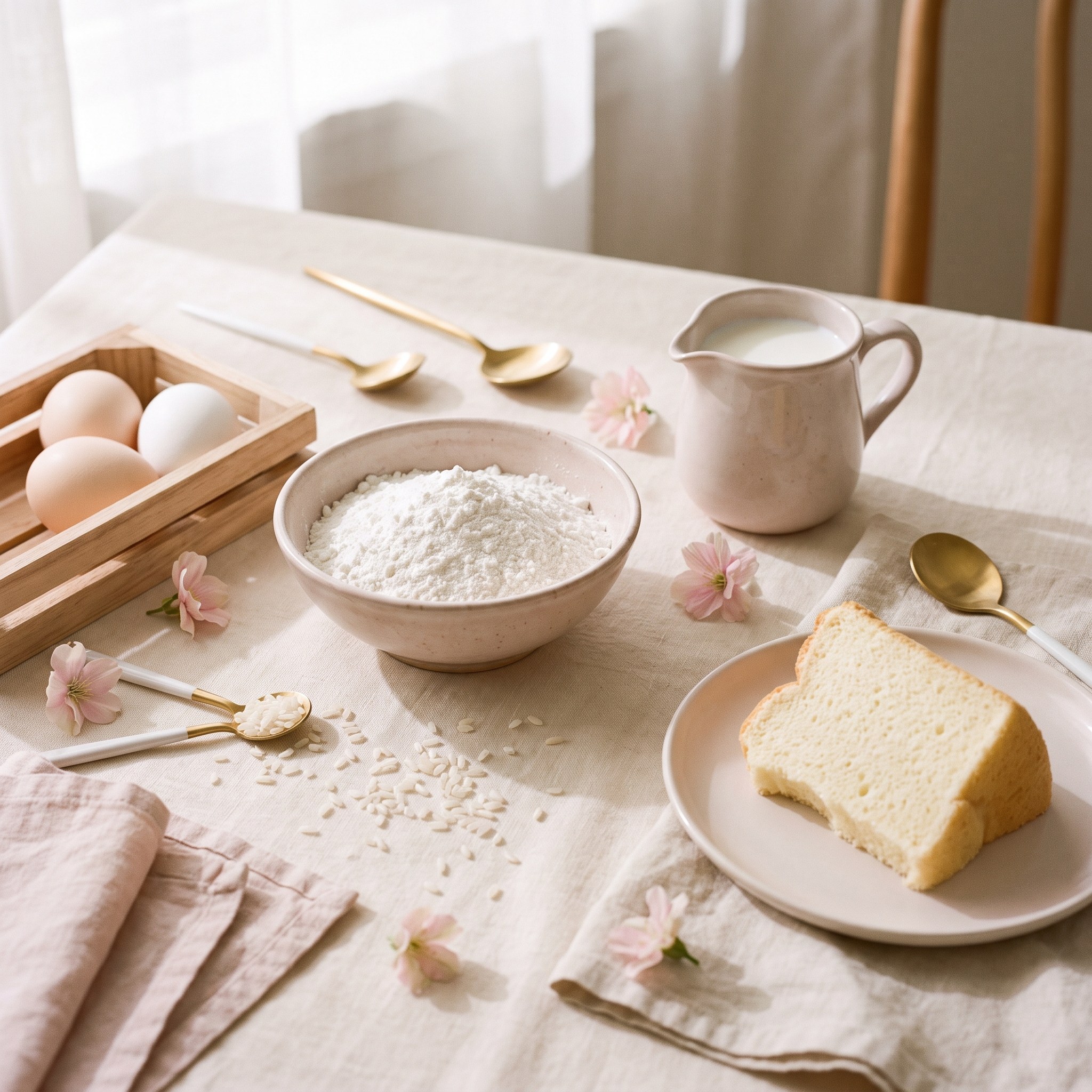 国産米粉100%のシフォンケーキの素材